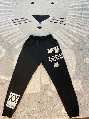 Black New York Graphic Jogger Pants for Kids